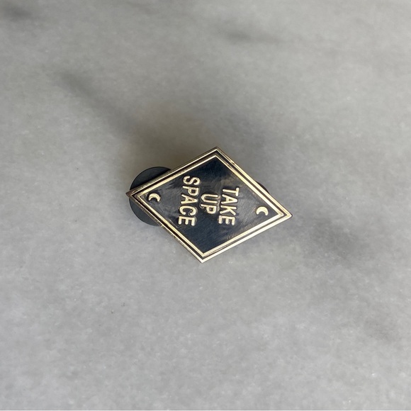 PUNKY PINS • Take Up Space Enamel Pin Boundaries Punk Goth Gold Tone Diamond - Picture 3 of 5